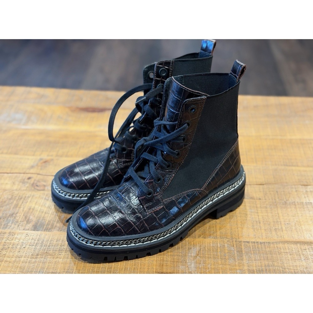 TopShop Ashton Ankle Boots, Oxblood, 100% Leather, Croc, Grunge Size 39/ 8.5